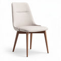 Chaise en tissu beige avec pieds en bois mesurant 45 x 50 x 90cm