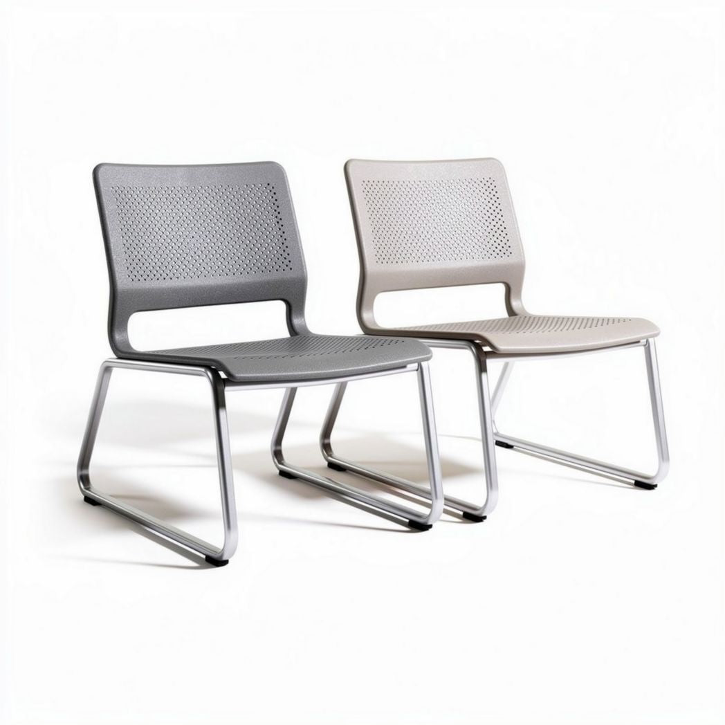 Chaises empilables en matériau synthétique 45 x 50 x 80cm gris et beige