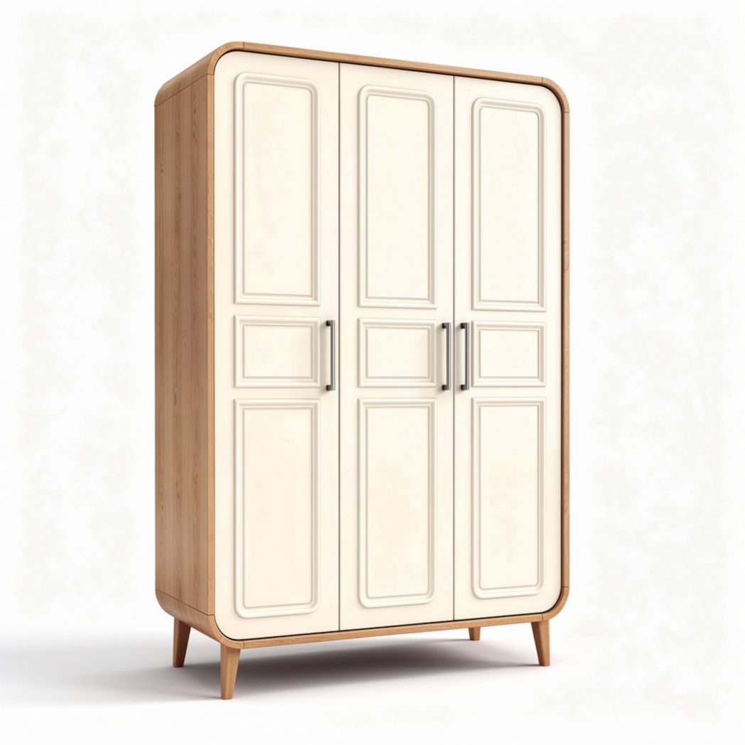 Armoire en bois avec portes blanches et poignées en métal 180 x 100 x 50cm