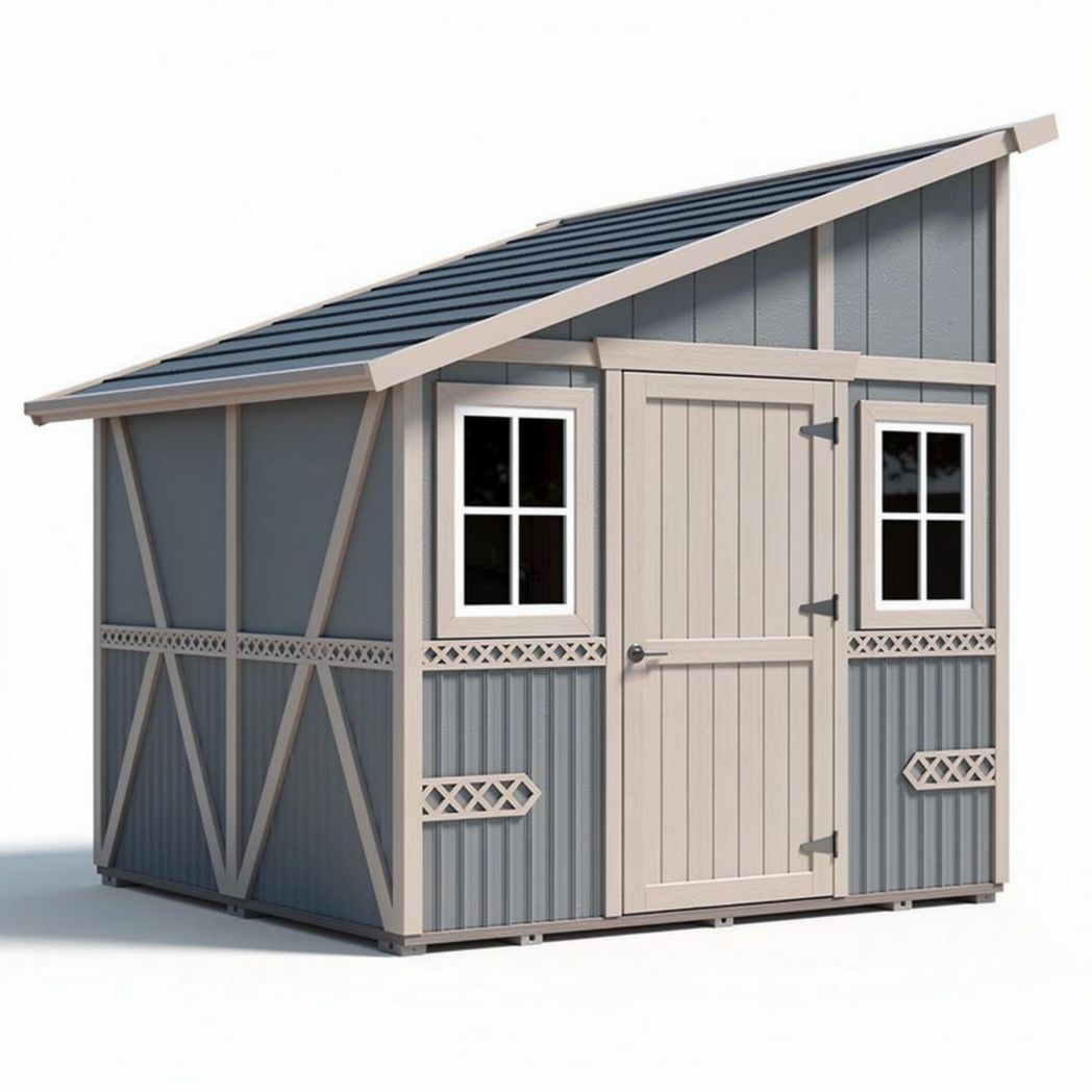 Abri de jardin en bois 200 x 150 x 120cm avec fenêtres et toit incliné