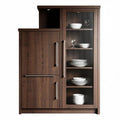 Buffet en bois foncé avec vitrine en verre et éclairage intégré 120 x 45 x 180cm